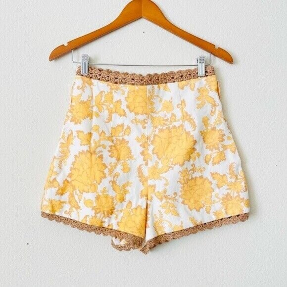 Zimmermann Pants - ZIMMERMANN SIZE 0 Postcard high rise shorts in yellow floral tonal